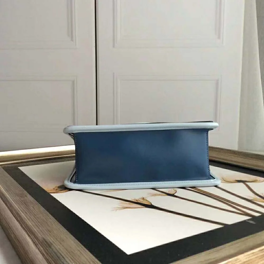 Fendi Kan I F Pale Blue Leather Bag with Exotic Details for Women Fendi Kan I F Pale Blue Leather Bag with Exotic Details for Women