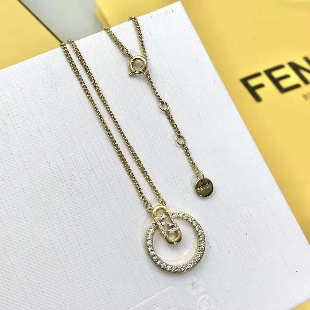 Fendi O Lock Necklace Gold for Women in Colored