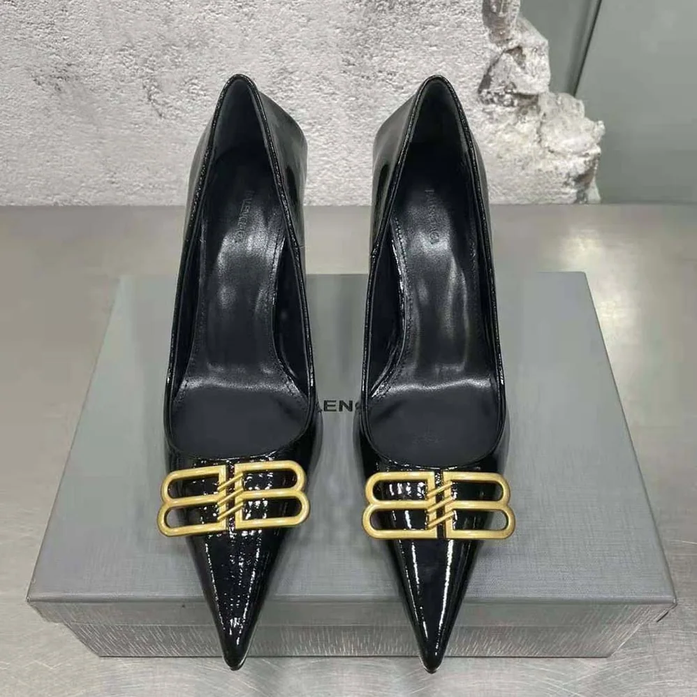 Balenciaga Square Knife BB 80mm Pump in Black Shiny Lambskin for Women