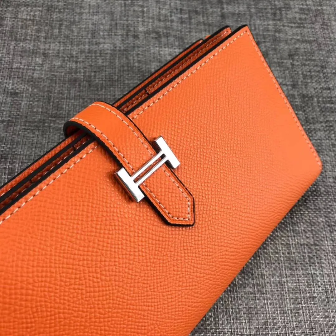 Hermes Medium Bearn Wallet in Epsom Calfskin Leather in Orange