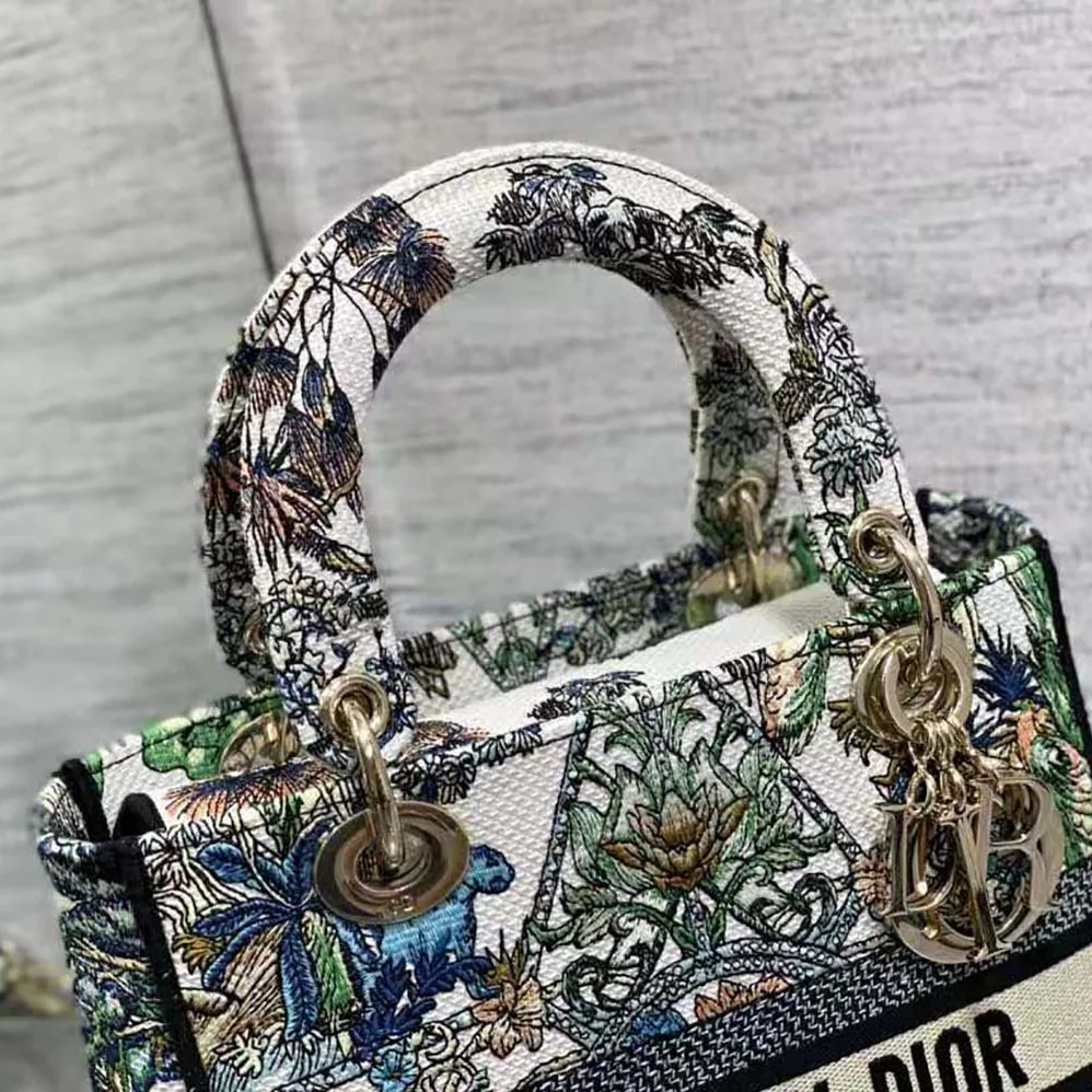 Dior Medium Lady D-lite Bag White Multicolor Étoile de Voyage Embroidery for Women Dior Medium Lady D-lite Bag White Multicolor Étoile de Voyage Embroidery for Women