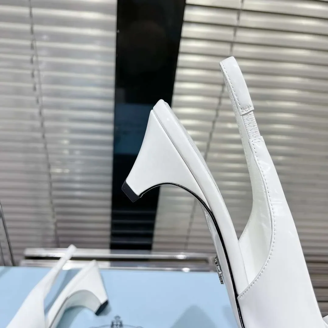Prada Frill Slingback Pumps White