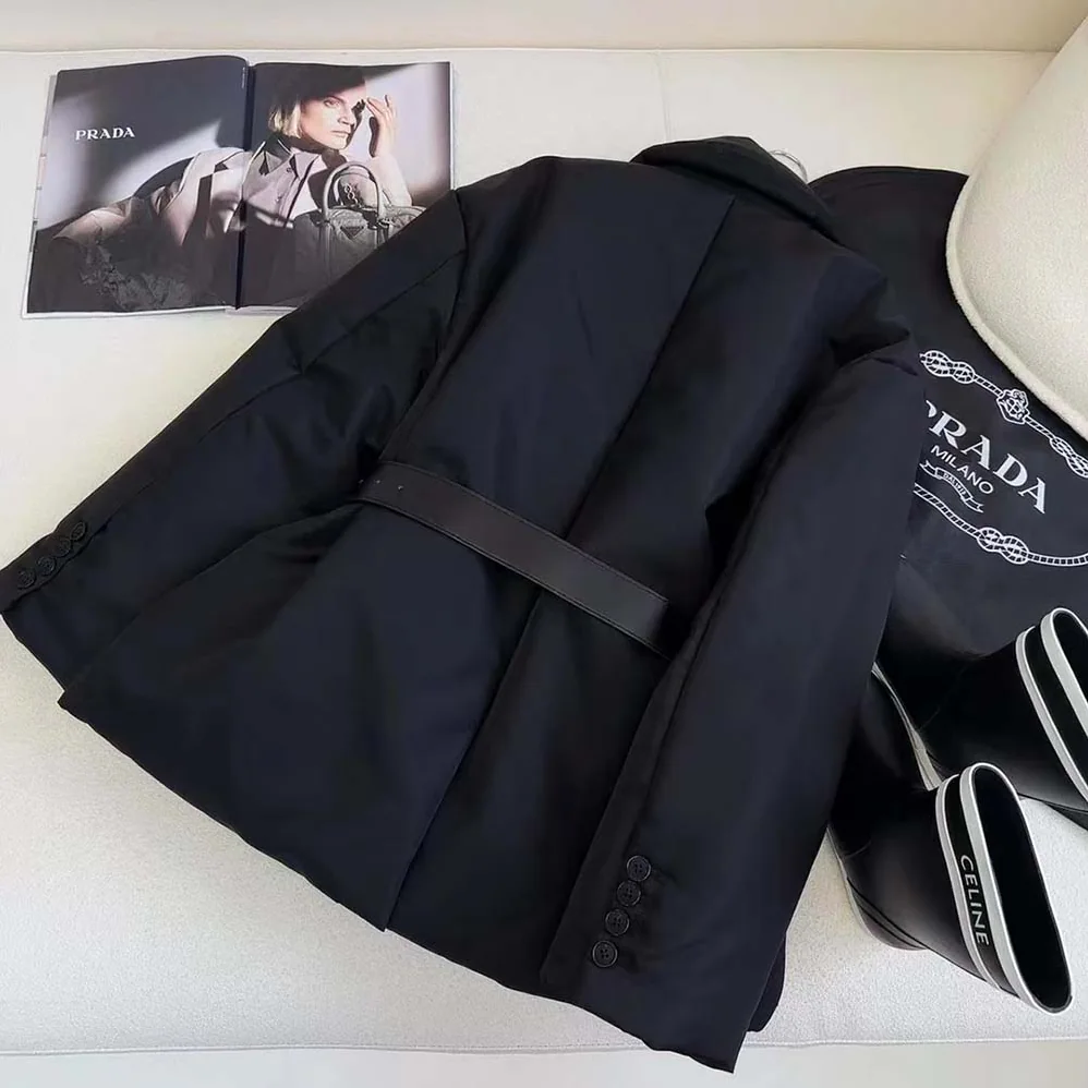 Prada Re-Nylon Gabardine Puffer Jacket for Women in Black