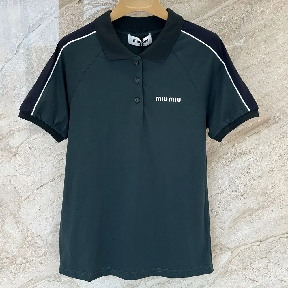 Miu Miu Cotton Jersey Polo Shirt-MJNA19182D for Women Miu Miu Cotton Jersey Polo Shirt-MJNA19182D for Women
