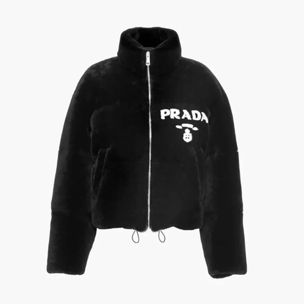 Prada Jacket Stands Out for the Delicate Touch of Shearling Jacket for Women in Black Prada Jacket Stands Out for the Delicate Touch of Shearling Jacket for Women in Black