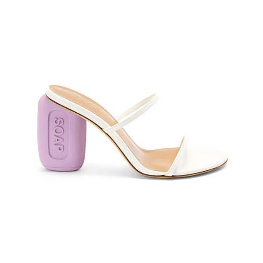 Loewe Soap Sandal in Goatskin 9cm Heel Height for Women in White