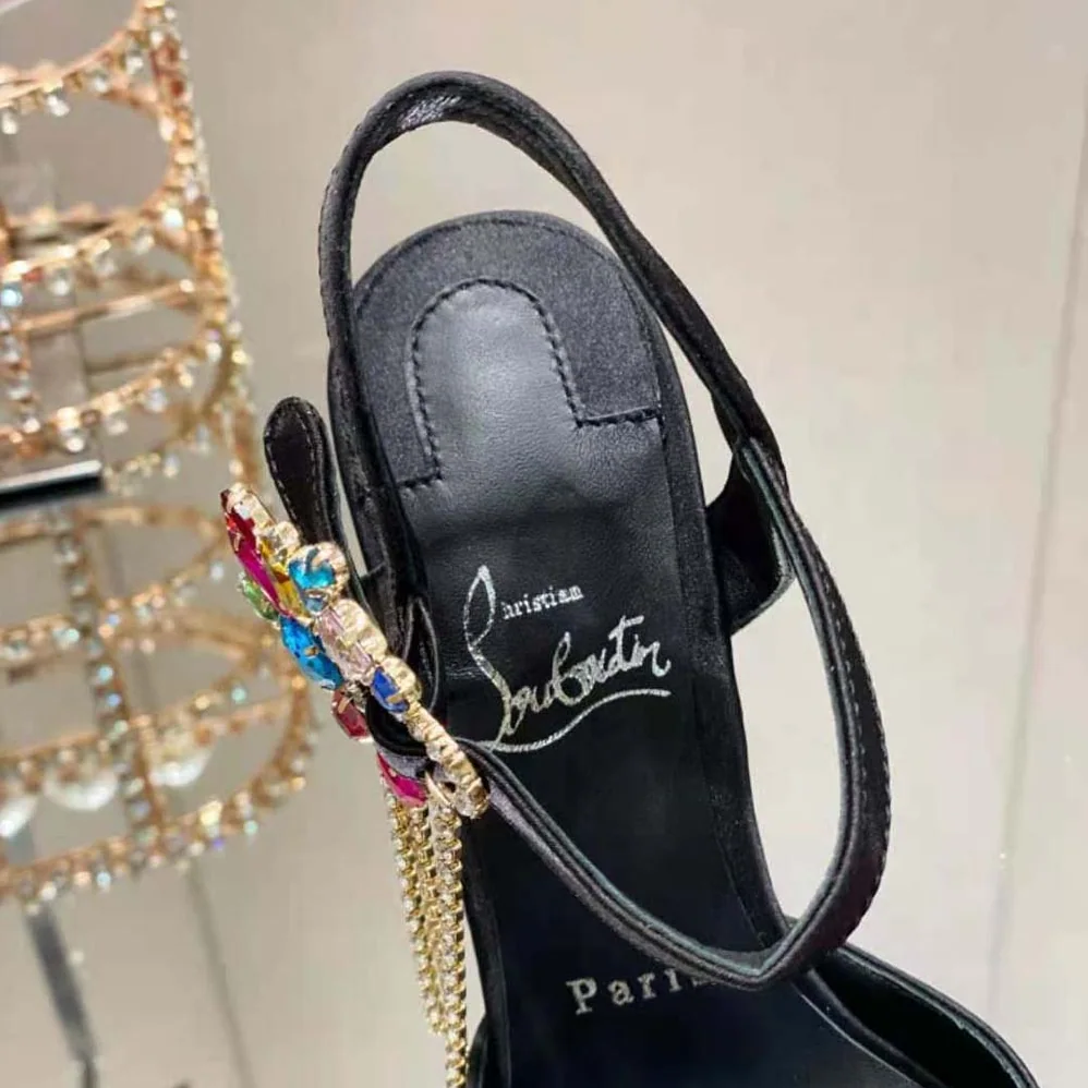 Christian Louboutin Goldina 100 mm Heel Height for Women in Black Christian Louboutin Goldina 100 mm Heel Height for Women in Black