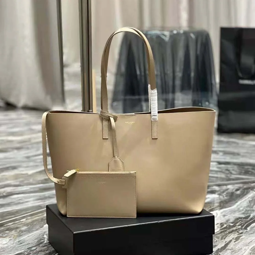 Saint Laurent YSL Shopping Saint Laurent E/W in Supple Leather for Women in Sandy