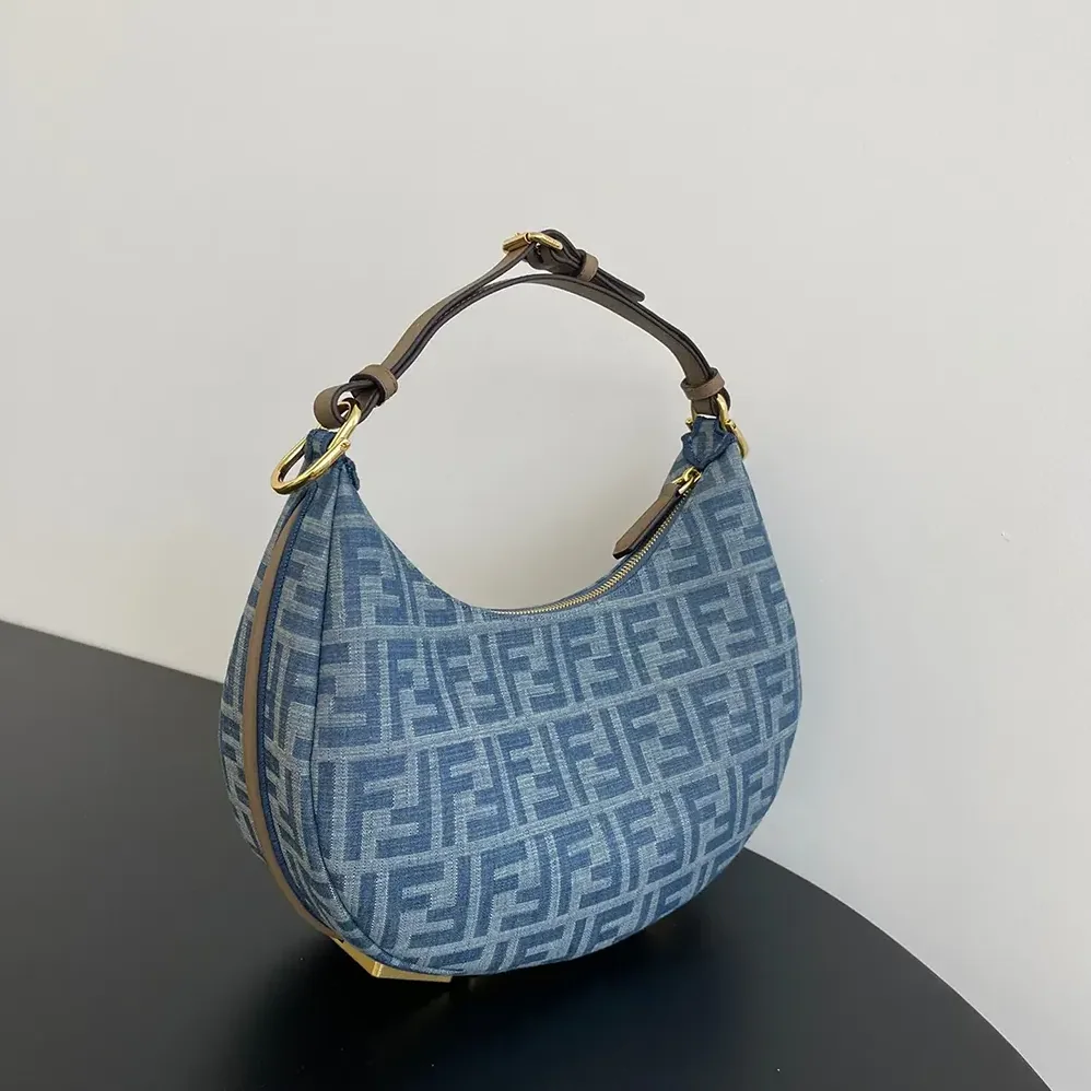 Fendi Fendigraphy Small Light blue FF Denim Fabric Bag for Women