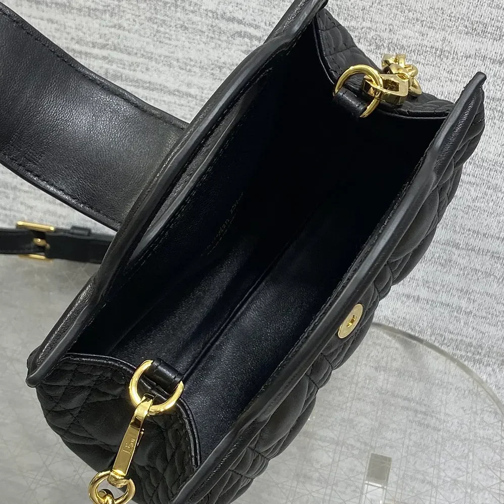 Dior Dior Jolie Top Handle Mini Bag Black Cannage Lambskin for Women