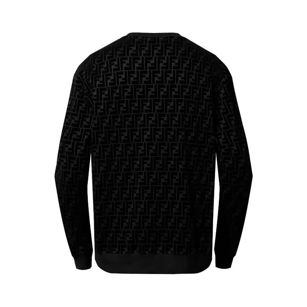 Fendi Black Piqué Sweatshirt-FY1077AFRJF0ABB for Men
