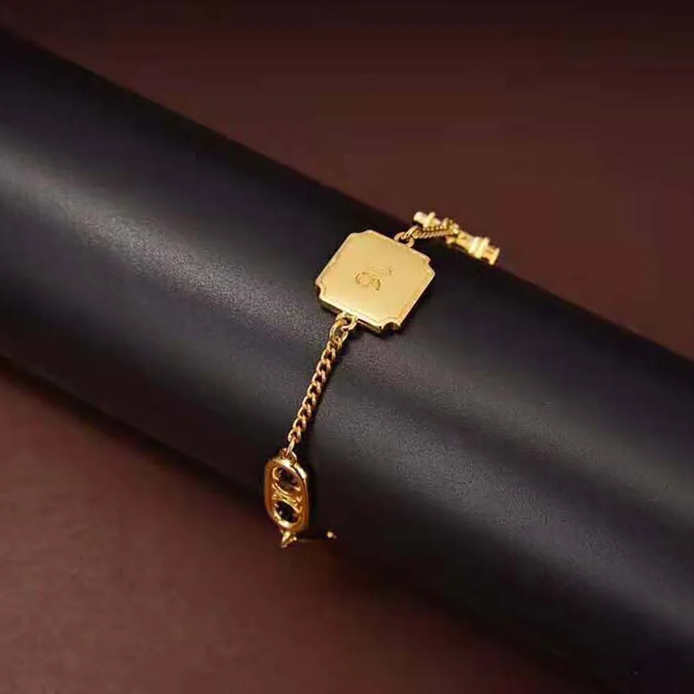 Celine Maillon Triomphe Signature Bracelet in Brass with Gold Finish for Women