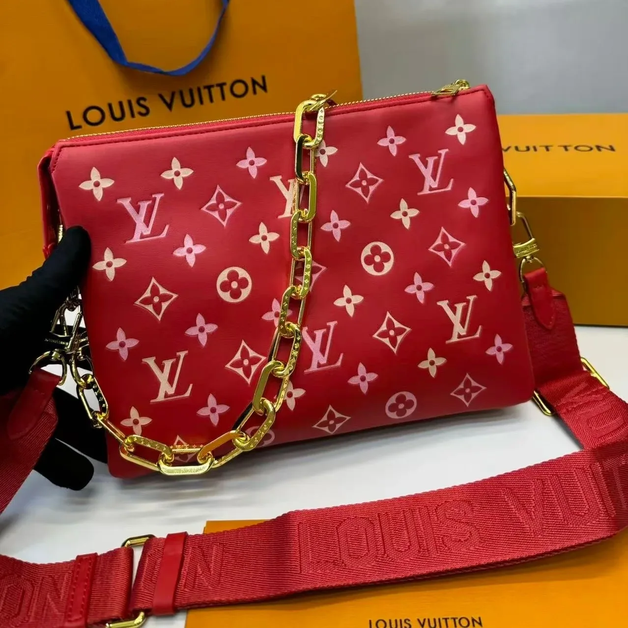 Louis Vuitton Coussin PM Shoulder Bag in Red Gold Hardware Louis Vuitton Coussin PM Shoulder Bag in Red Gold Hardware