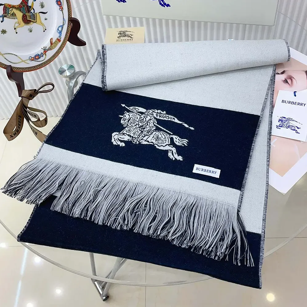 Burberry EKD Logo Wool Scarf for Unisex in Grey