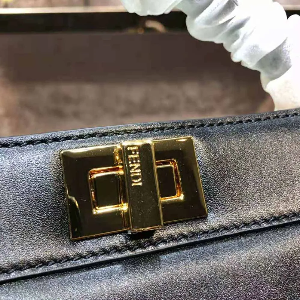 Fendi Peekaboo Iseeu East-West Leather Bag for Women in Black