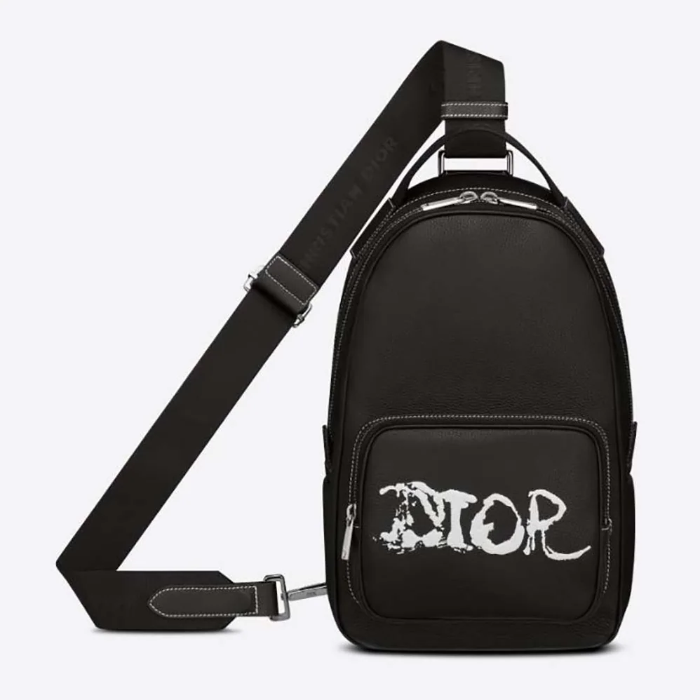 Dior Peter Doig Sling Bag Black Grained Calfskin for Men
