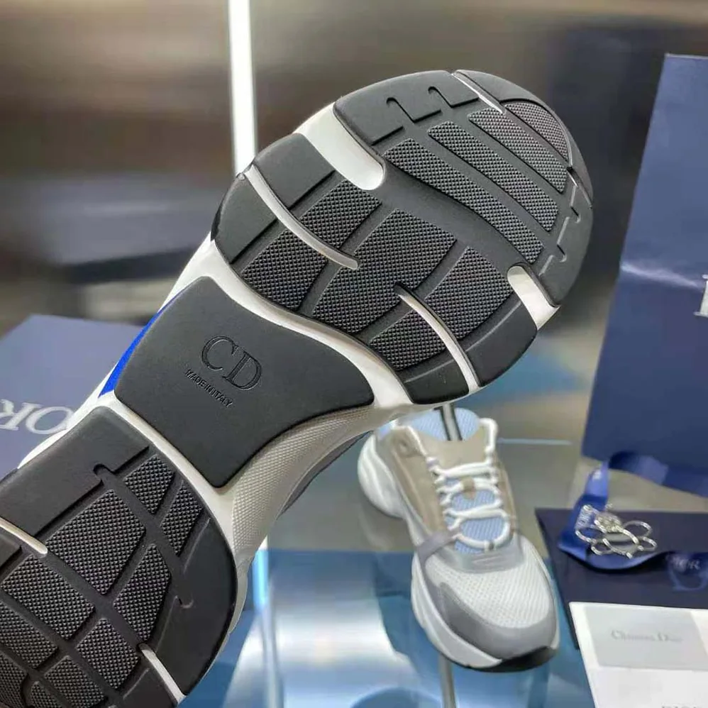 Dior B22 Sneaker White and Blue Technical Mesh and Gray Calfskin for Men Dior B22 Sneaker White and Blue Technical Mesh and Gray Calfskin for Men