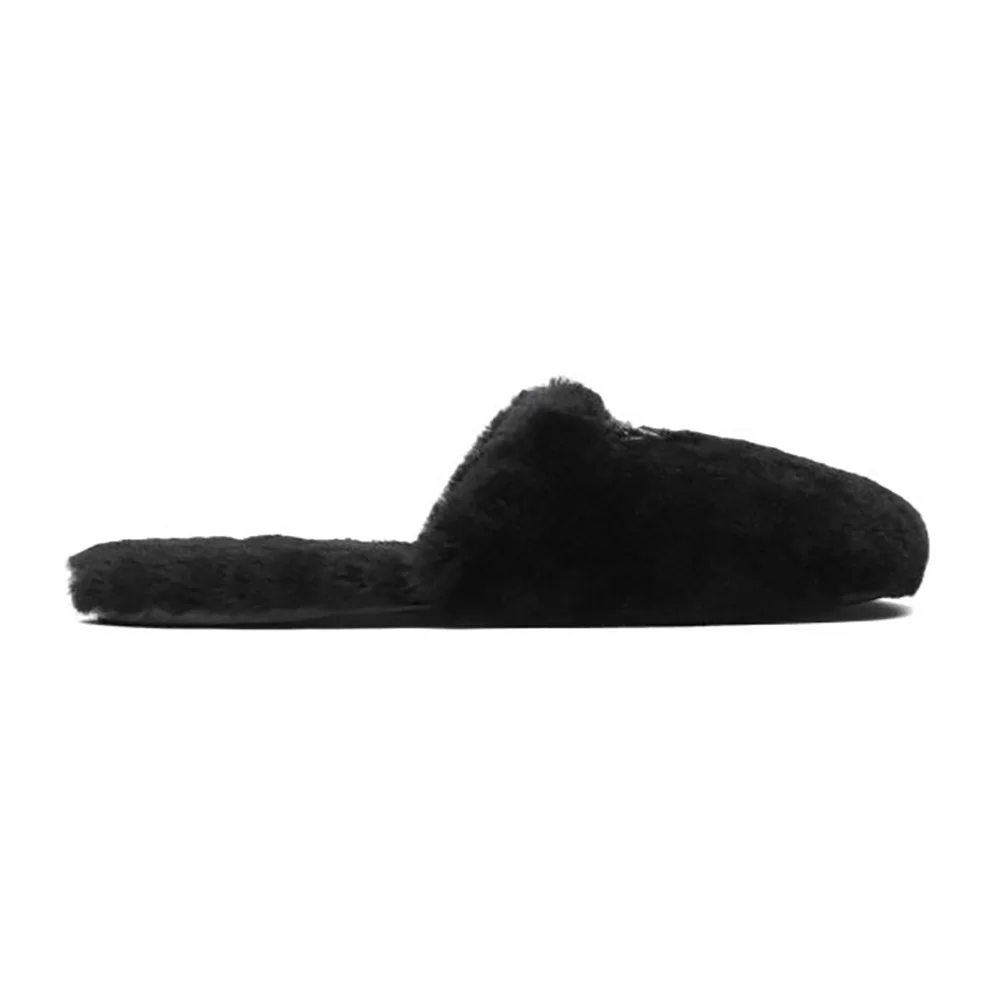 Prada Shearling Sabots The Enameled Triangle Logo for Women