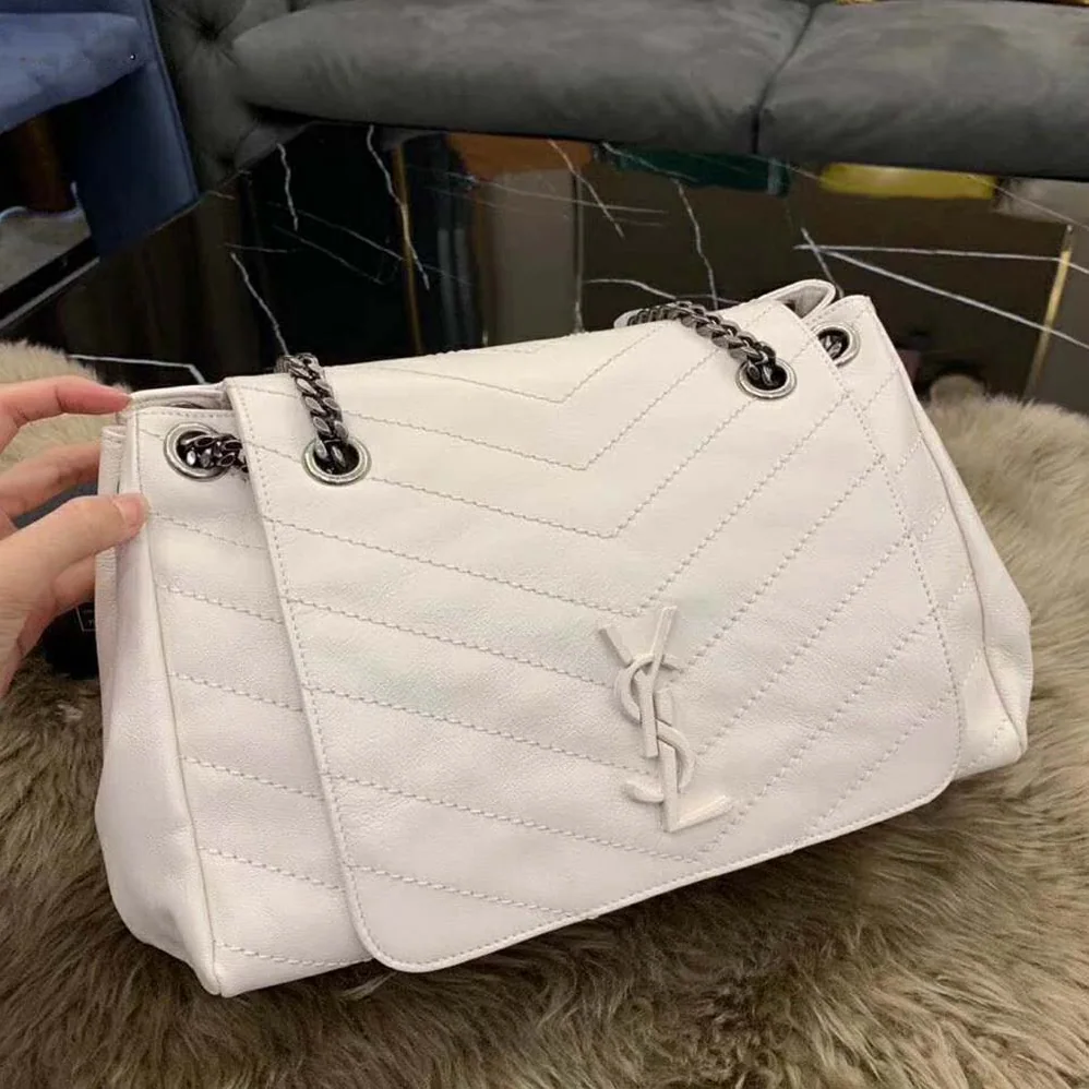 Saint Laurent YSL Nolita Medium Bag Vintage Leather for Women in White Saint Laurent YSL Nolita Medium Bag Vintage Leather for Women in White