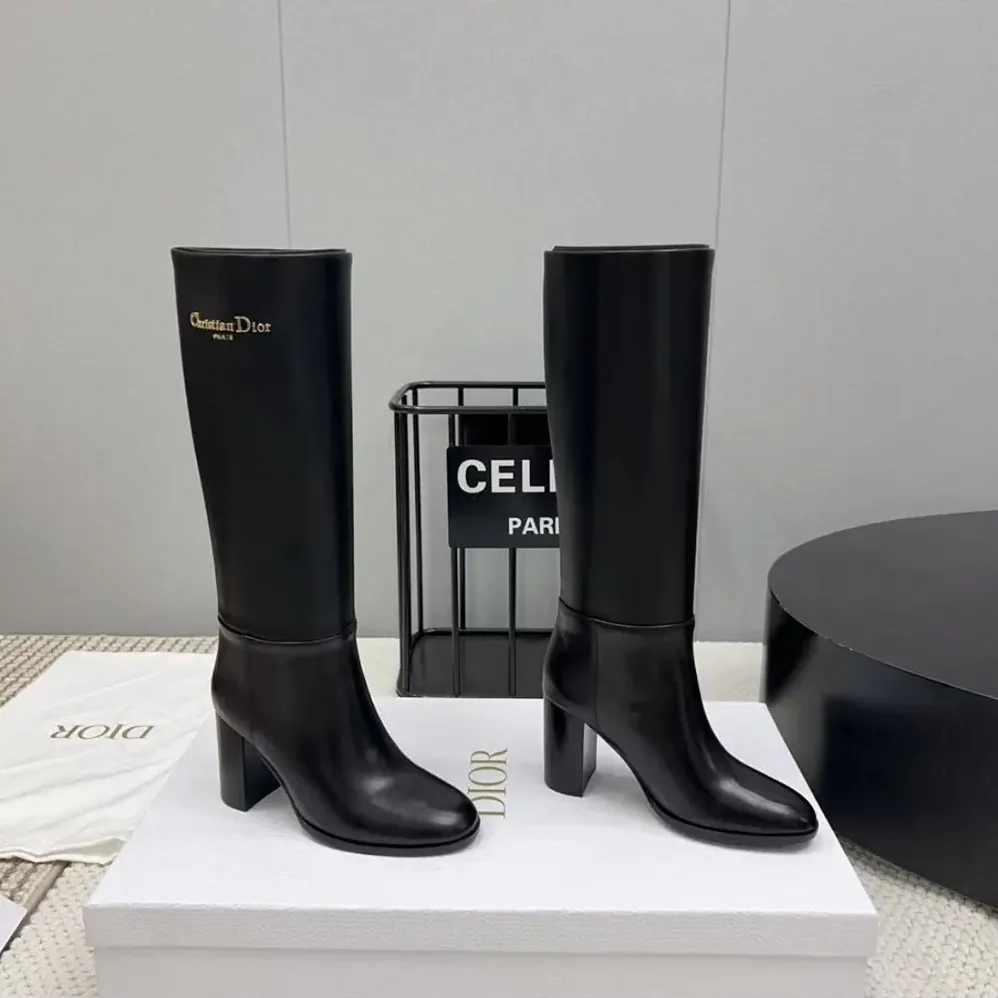 Dior D-Town Heeled Boot Black Supple Calfskin for Women Dior D-Town Heeled Boot Black Supple Calfskin for Women