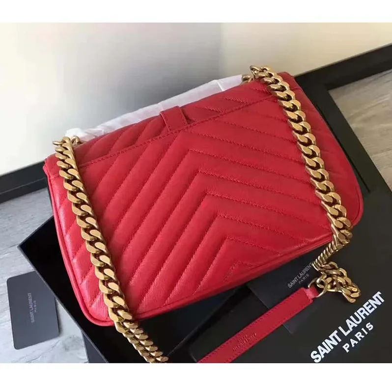 Saint Laurent YSL Classic Medium College Bag Matelasse Leather in Red