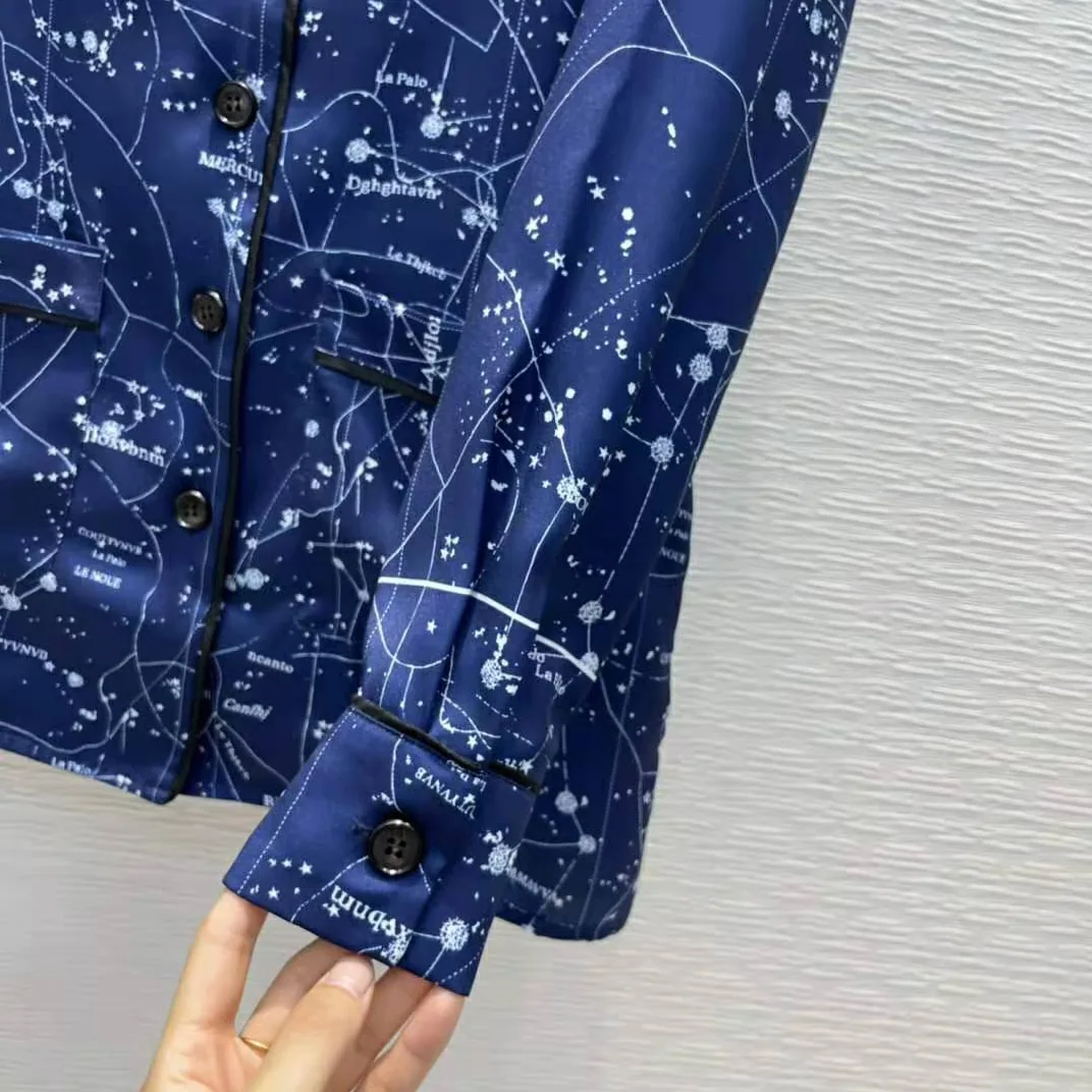 Dior Chez Moi Jacket Blue Dior Zodiac Silk Twill for Women