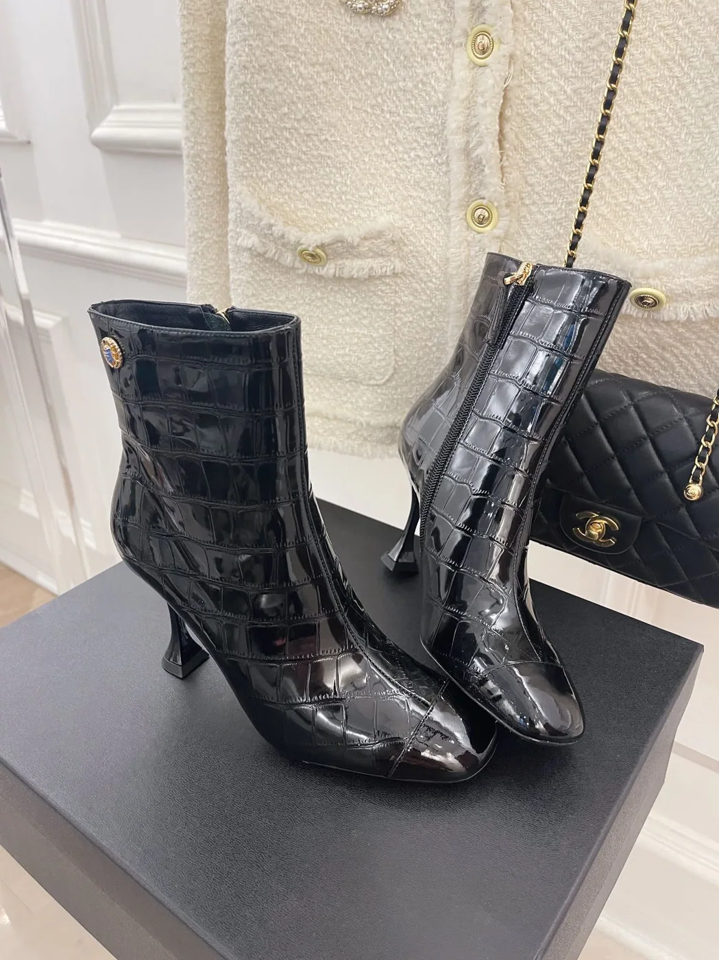 Chanel Short Boots Black for Women