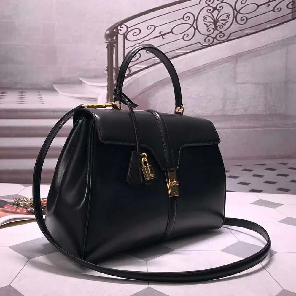 Celine Medium16 Bag in Satinated Calfskin for Women in Black Celine Medium16 Bag in Satinated Calfskin for Women in Black