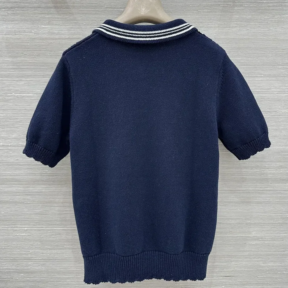 Miu Miu Cotton Polo Shirt for Women in Navy Miu Miu Cotton Polo Shirt for Women in Navy