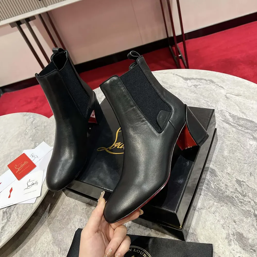 Christian Louboutin Turelastic 85 mm Low Boots Calf Leather for Women in Black