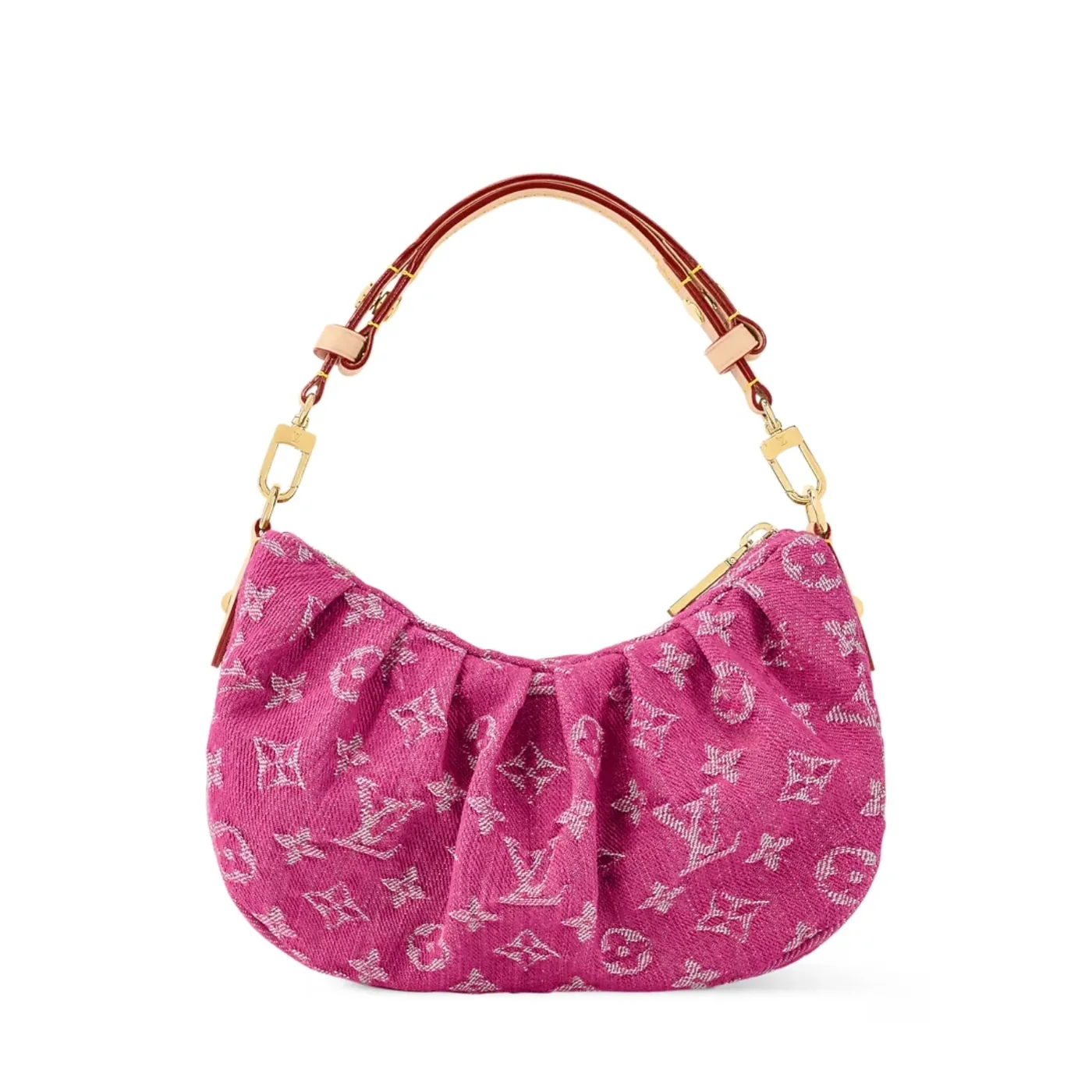 Louis Vuitton Pochette Valley Shoulder Bag in Fuchsia Denim Gold Hardware