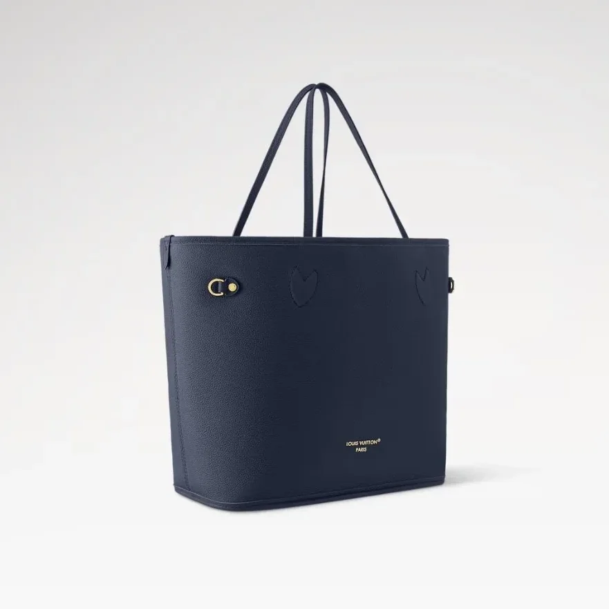 Louis Vuitton Neverfull Inside Out MM Tote Bag in Navy Gold Hardware