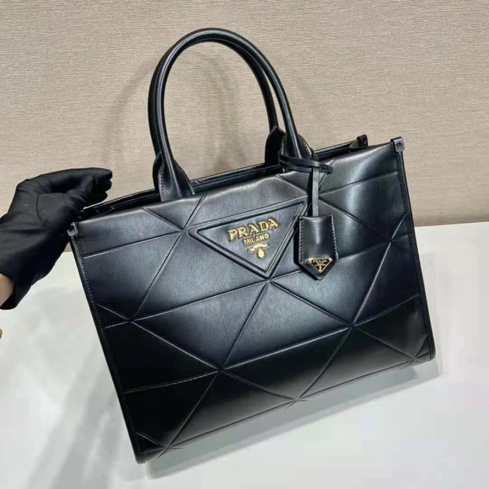 Prada Small Leather Prada Symbole Bag with Topstitching for Women