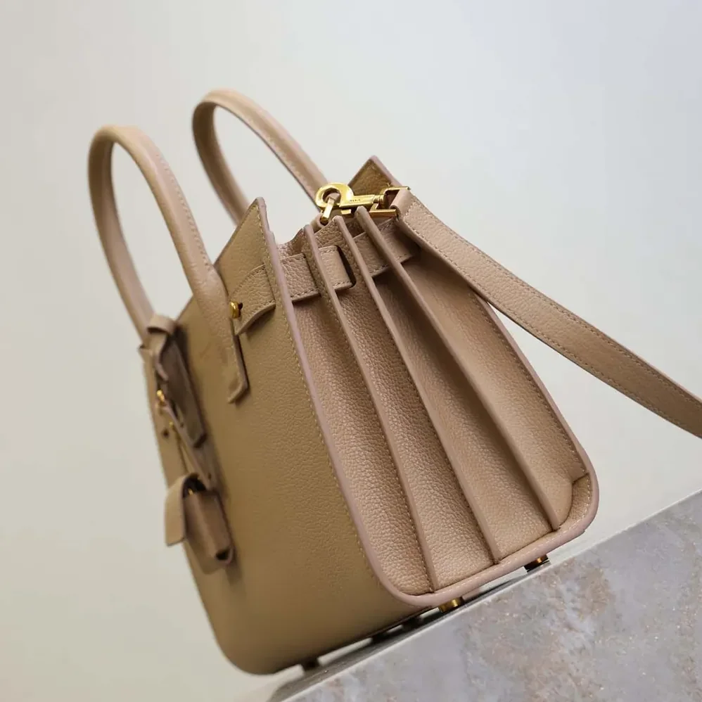 Saint Laurent YSL Baby Sac De Jour In Supple Grained Leather for Women in Beige