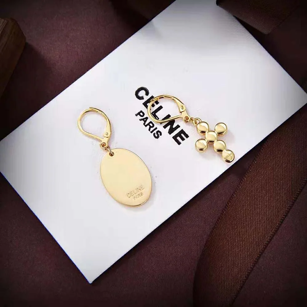 Celine Triomphe Folk Earrings in Brass with Gold Finish and Resin Pearls for Women
