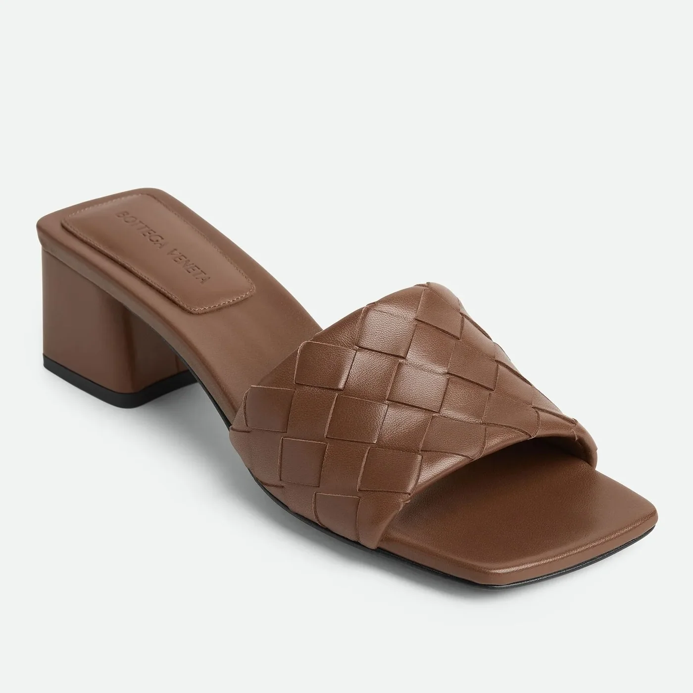 Bottega Veneta Parco Mule Mid Heel Dark Leather Bottega Veneta Parco Mule Mid Heel Dark Leather