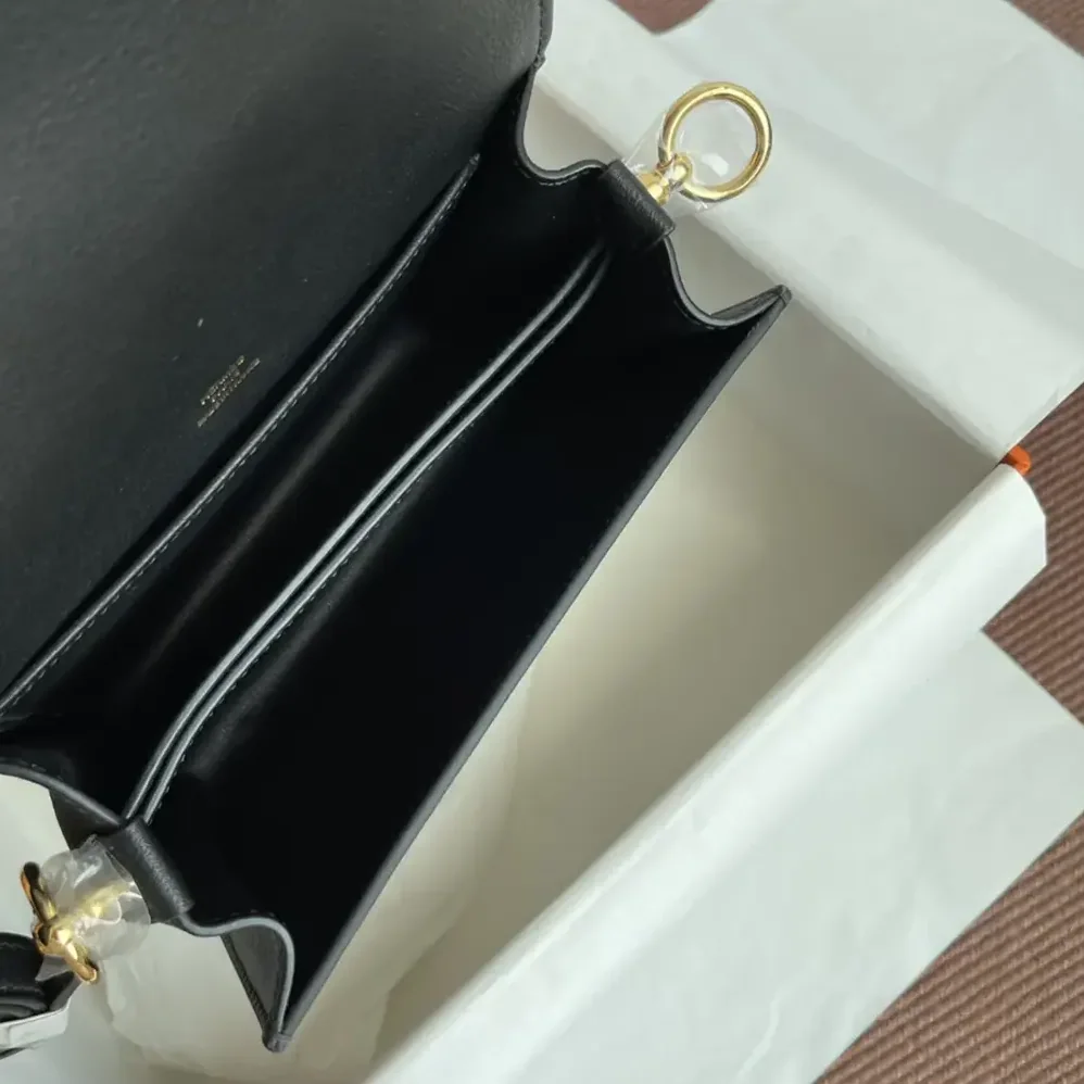 Hermes Roulis Mini Bag in Evercolor Calfskin for Women in Black/Gold