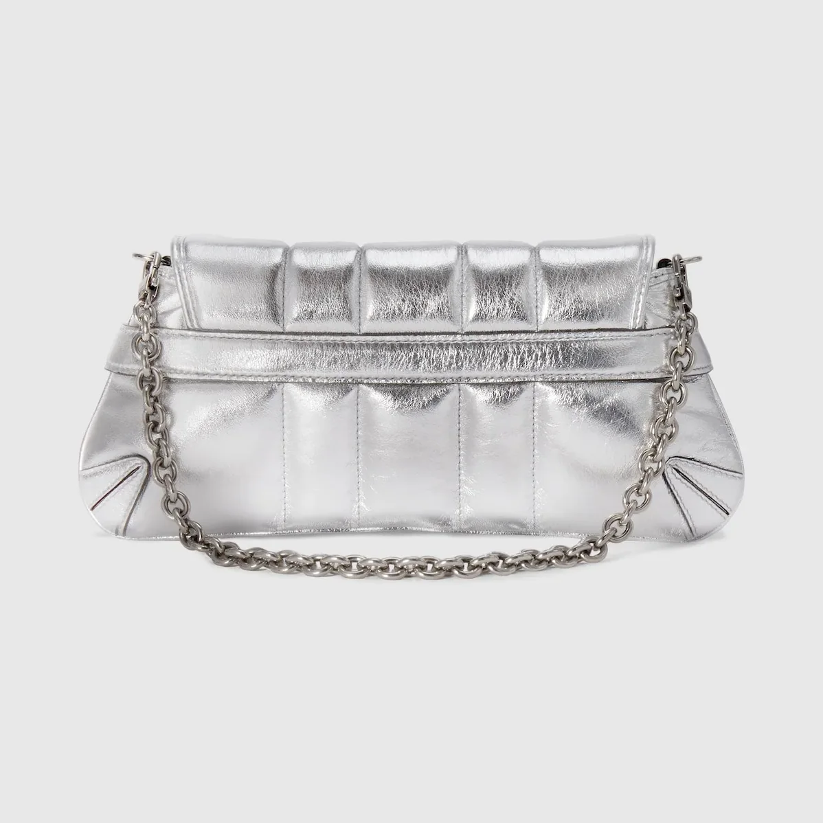 Gucci Horsebit Chain Small Shoulder Bag Silver 10.6 Inches/