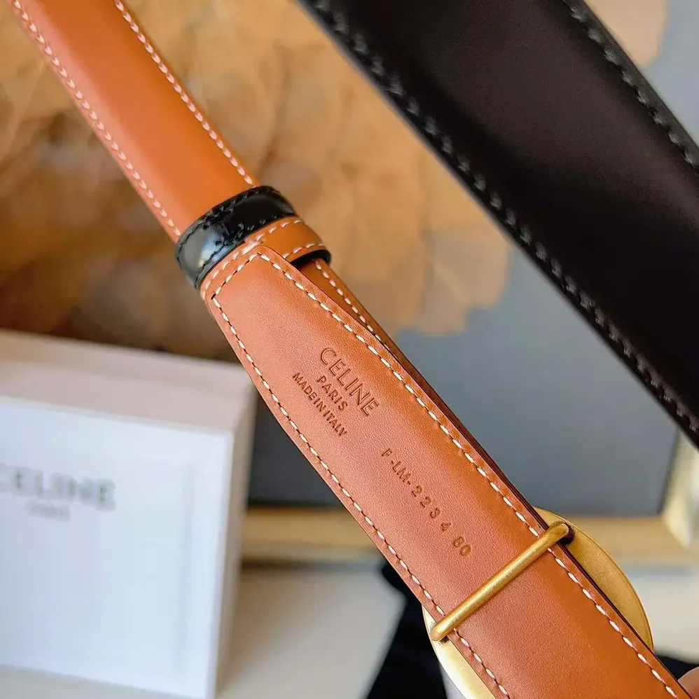 Celine Thin Plate Belt 13mm in Taurillon Leather for Women Celine Thin Plate Belt 13mm in Taurillon Leather for Women
