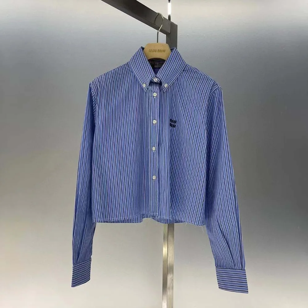 Miu Miu Poplin Shirt with Embroidered Logo for Women