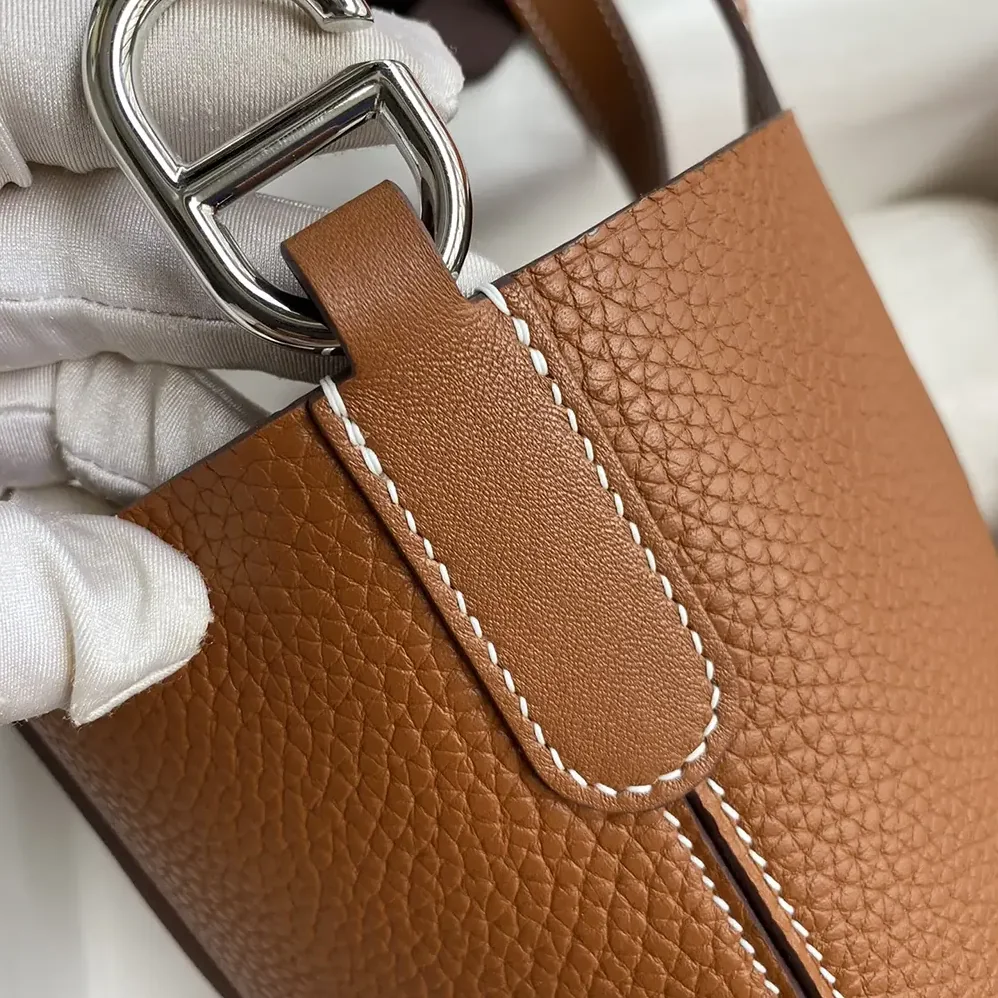 Hermes In the Loop 18 Handbag Clemence Leather for Women in Brown/Silver