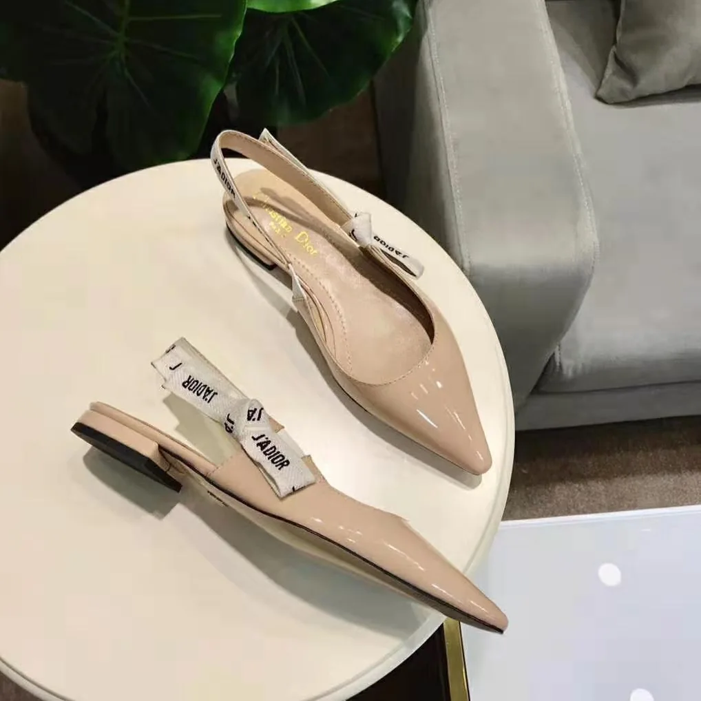 Dior J'adior Patent Calfskin Ballet Pump in 1cm Heel for Women in Sandy