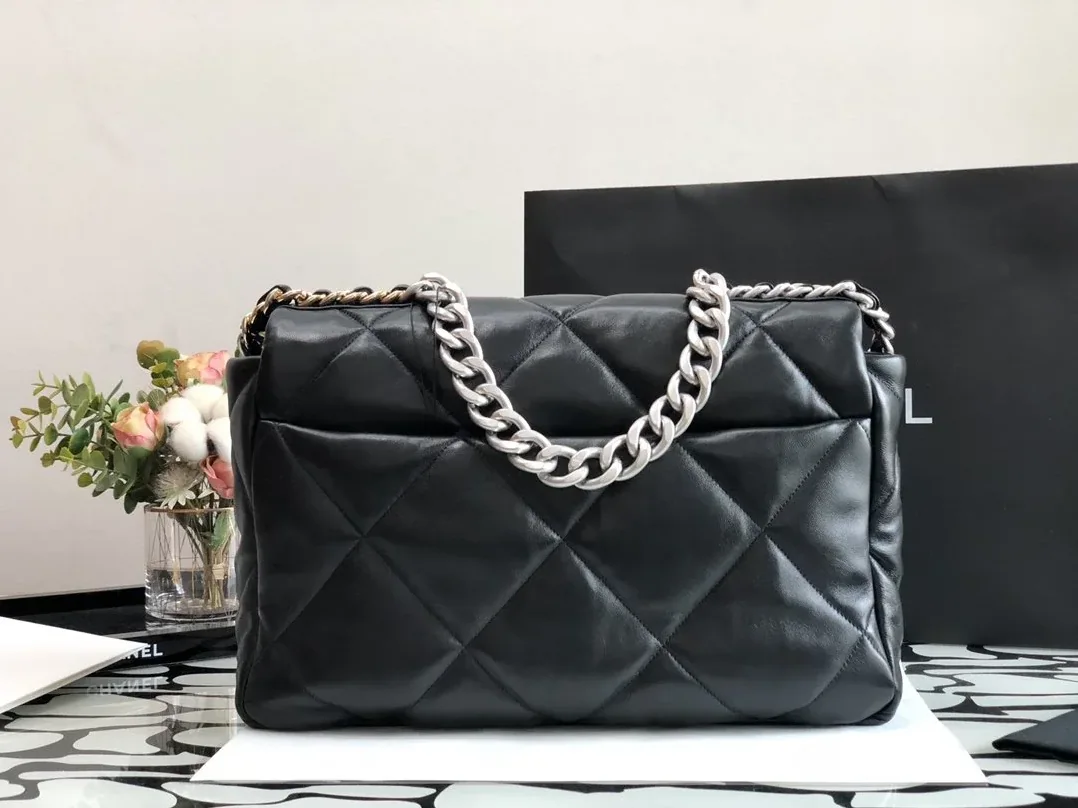 Chanel 19 Maxi Crossbody Bag in Black Silver Hardware