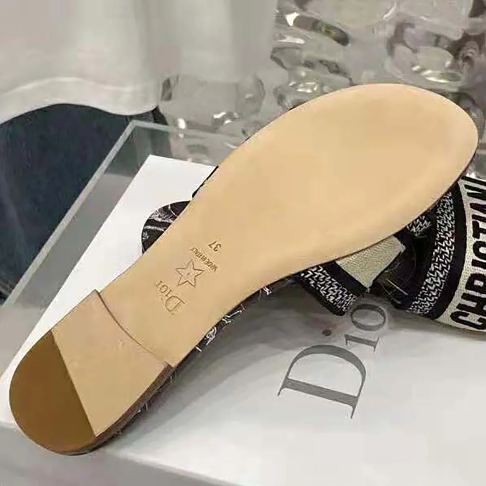 Dior Dway Slide Black Dior Around the World Embroidered Cotton for Women Dior Dway Slide Black Dior Around the World Embroidered Cotton for Women
