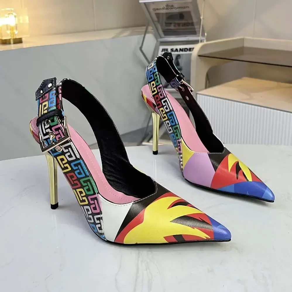 Balmain Heeled Ruby Slingbacks in Printed Satin for Women