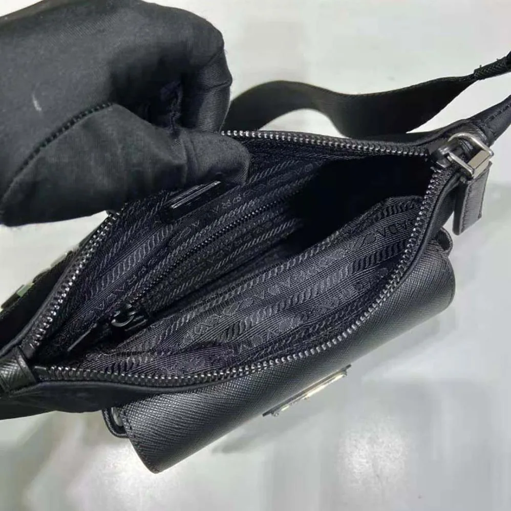 Prada Re-Nylon and Saffiano Leather Shoulder Bag for Men in Black