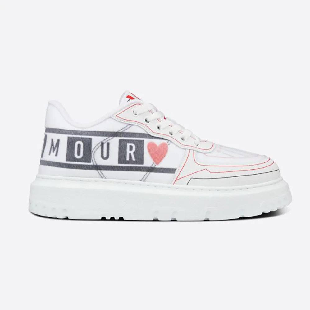 Dior Dioramour Dior Addict Sneaker White Black and Red D-Chess Heart Calfskin and Technical Fabric for Women Dior Dioramour Dior Addict Sneaker White Black and Red D-Chess Heart Calfskin and Technical Fabric for Women
