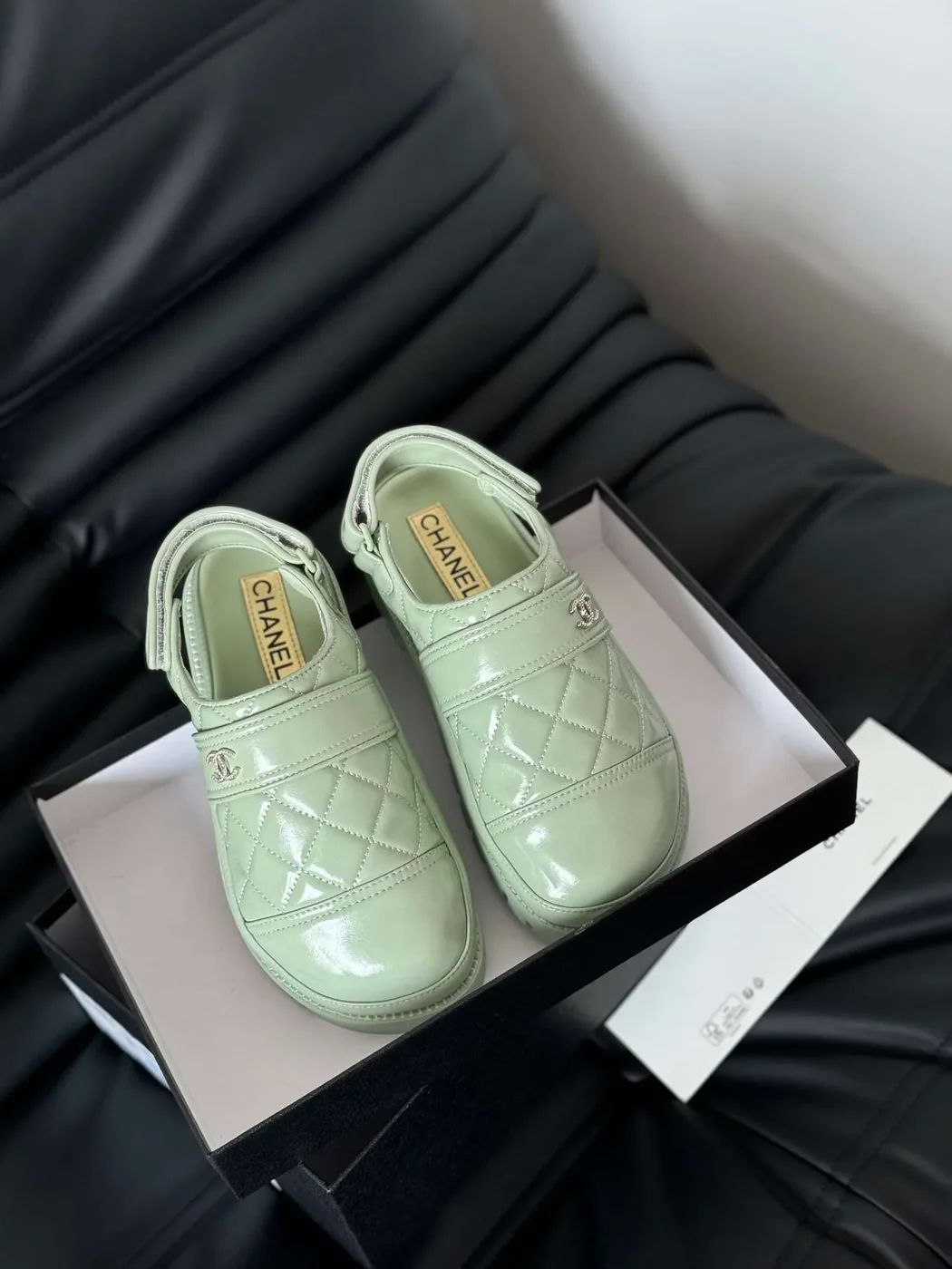 Chanel Velcro Sandal Green