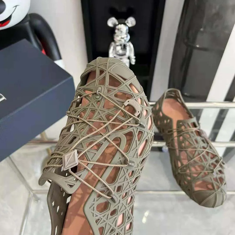 Dior Warp Sandal Khaki Cosmo Rubber with Warped Cannage Motif for Men