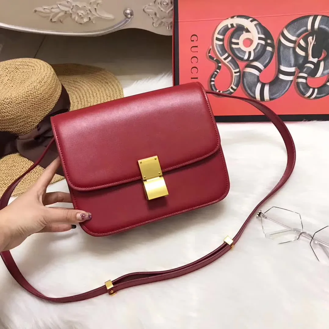 Celine Medium Classic Bag in Box Calfskin Leather in Maroon Celine Medium Classic Bag in Box Calfskin Leather in Maroon